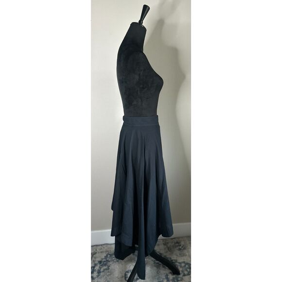 St. John’s Women’s Cut Black Cotton Shark Hem Midi High Waisted Skirt Size 10 - Picture 2 of 8